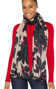 Kinross Antwerp Black Floral Scarf