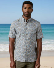Load image into Gallery viewer, FAHERTY Short-Sleeve Breeze Shirt - Teal Island Floral
