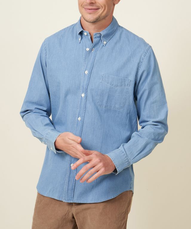 Hartford Woven Pitt Shirt In Light Indigo