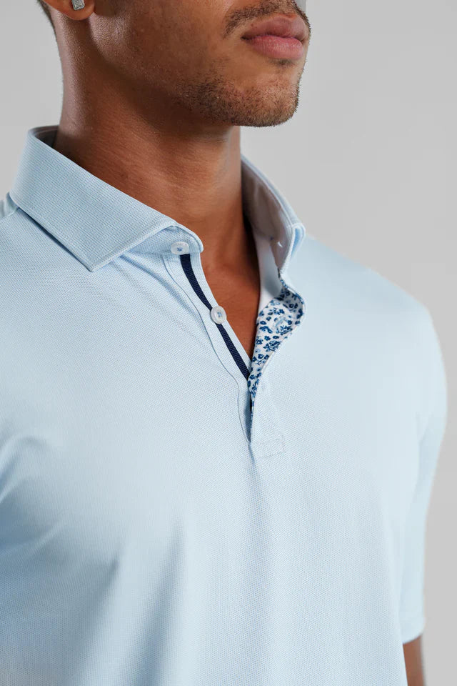 Stone Rose Birdseye Polo In Light Blue