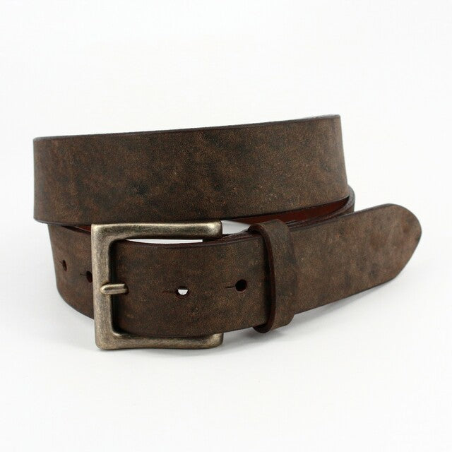 Torino Brown Weathered Calfskin Antique Brass Belt