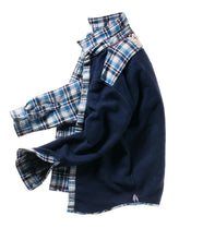 Load image into Gallery viewer, Relwen Men&#39;s Double-Faced Flannel in Light Grey Heather/Blue Plaid
