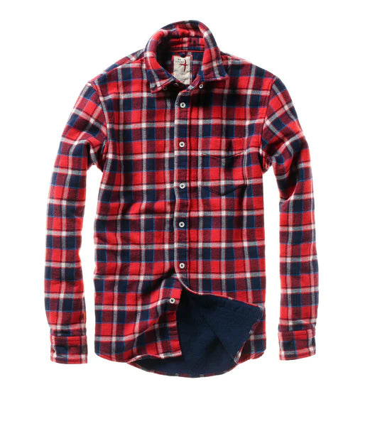 Relwen Men's Double-Faced Flannel in Red/Navy Plaid