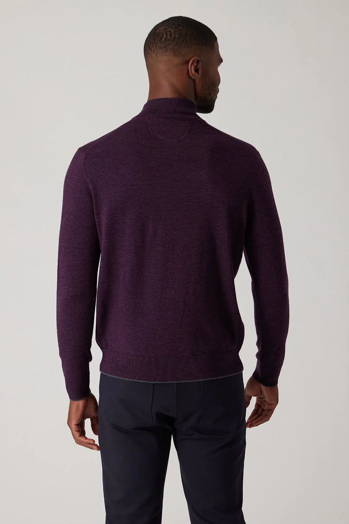 Raffi Merino Zip Mock In Wineberry