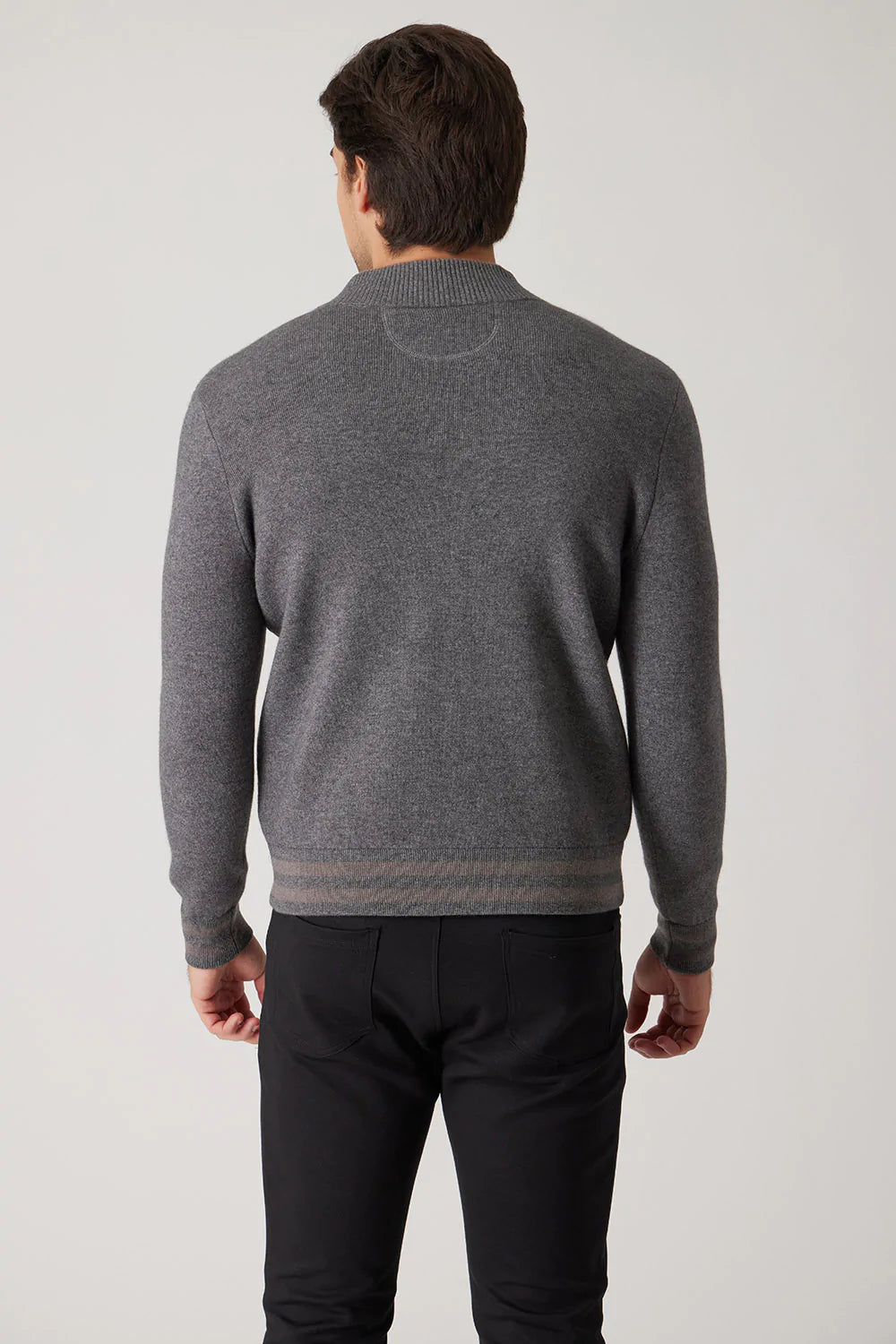 Raffi Aaron Zip Mock In Charcoal