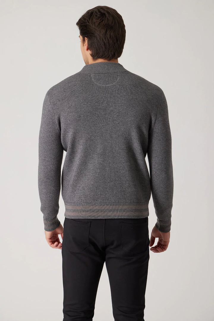Raffi Aaron Zip Mock In Charcoal