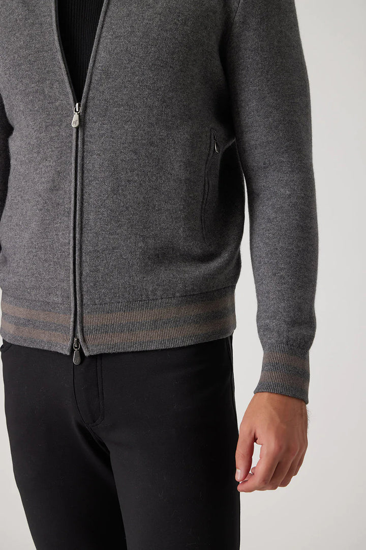 Raffi Aaron Zip Mock In Charcoal