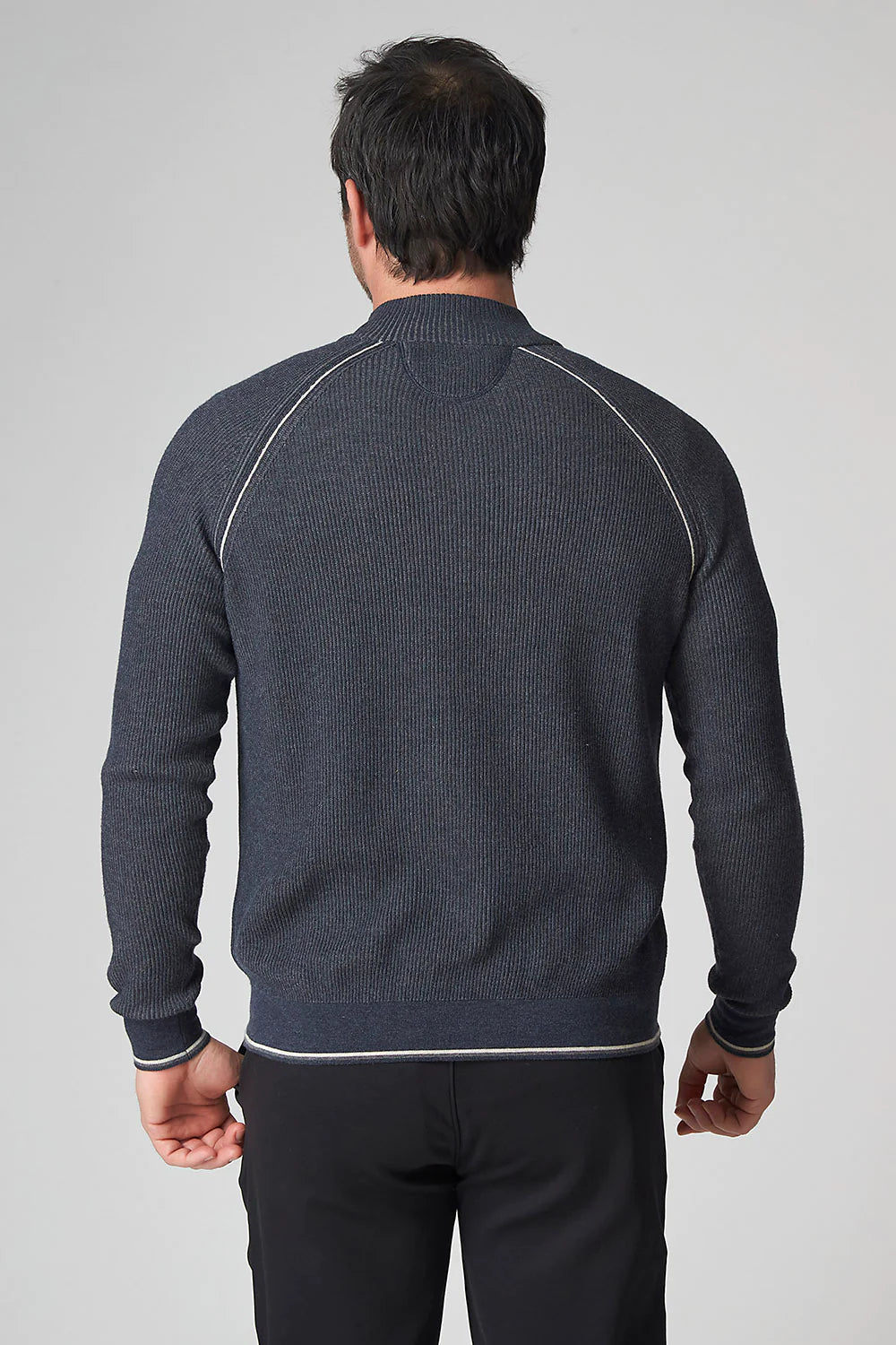 Raffi English Rib Zip Mock In Midnight