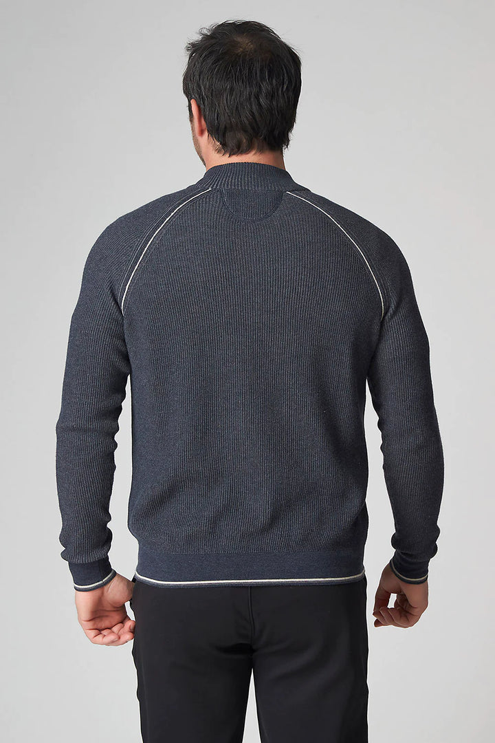 Raffi English Rib Zip Mock In Midnight