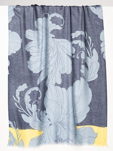 Women's Kinross Scroll Floral Print Scarf in Indigo Multi