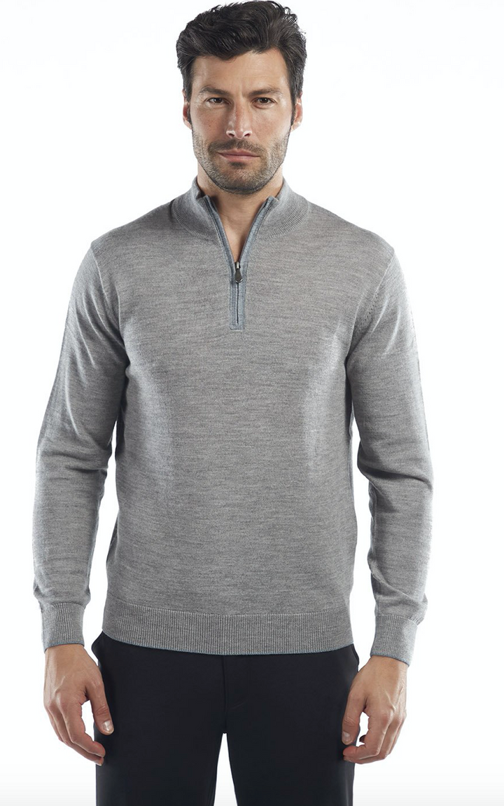 Raffi L/S Zip Mock In Platinum