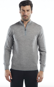 Raffi L/S Zip Mock in Platinum