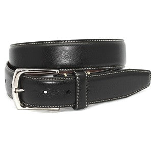 Torino Burnished Tumbled Leather Belt Black